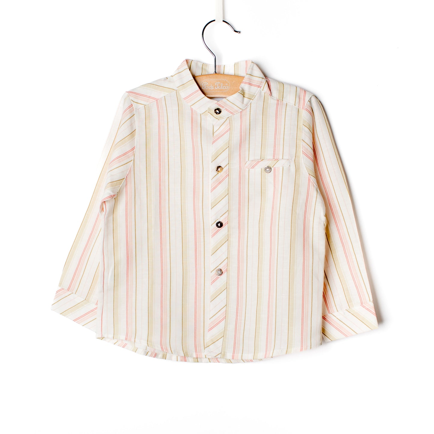 Camisa rapaz linho risca meia gola