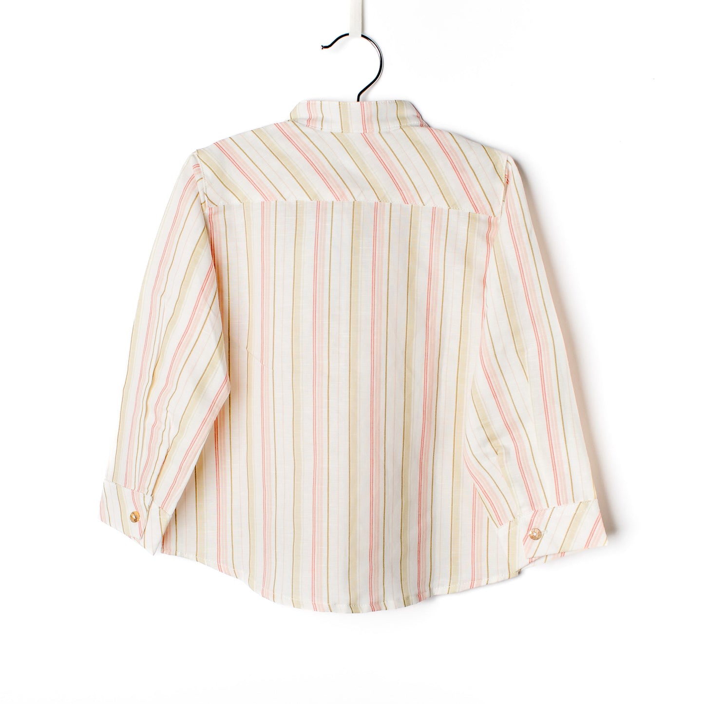 Camisa rapaz linho risca meia gola
