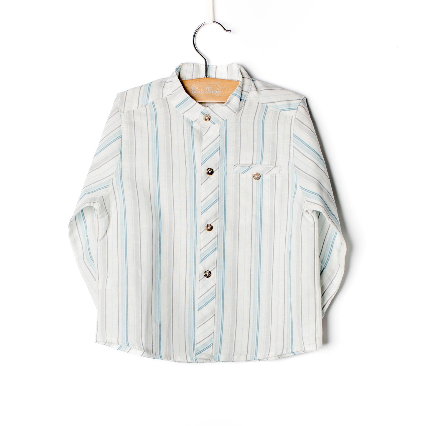 Camisa rapaz linho risca meia gola