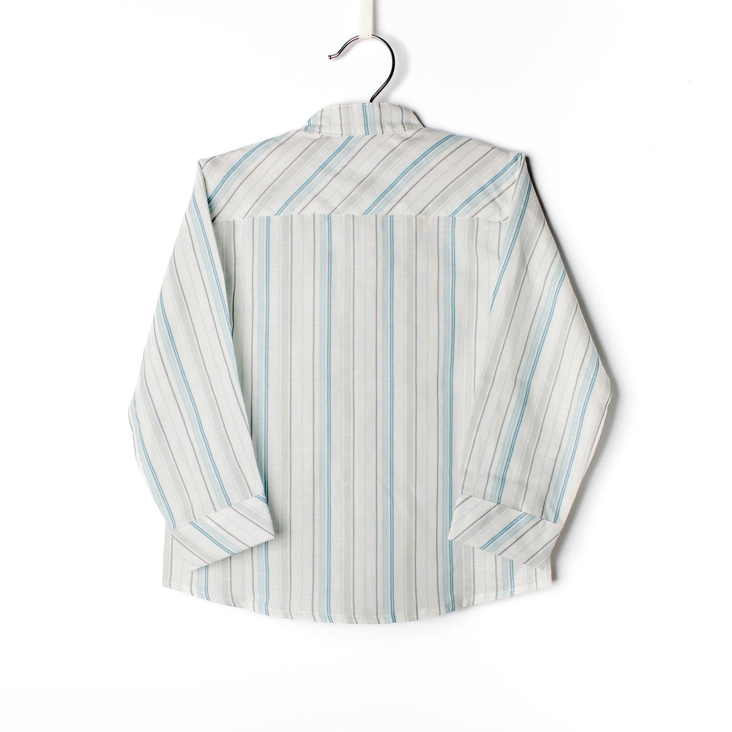 Camisa rapaz linho risca meia gola