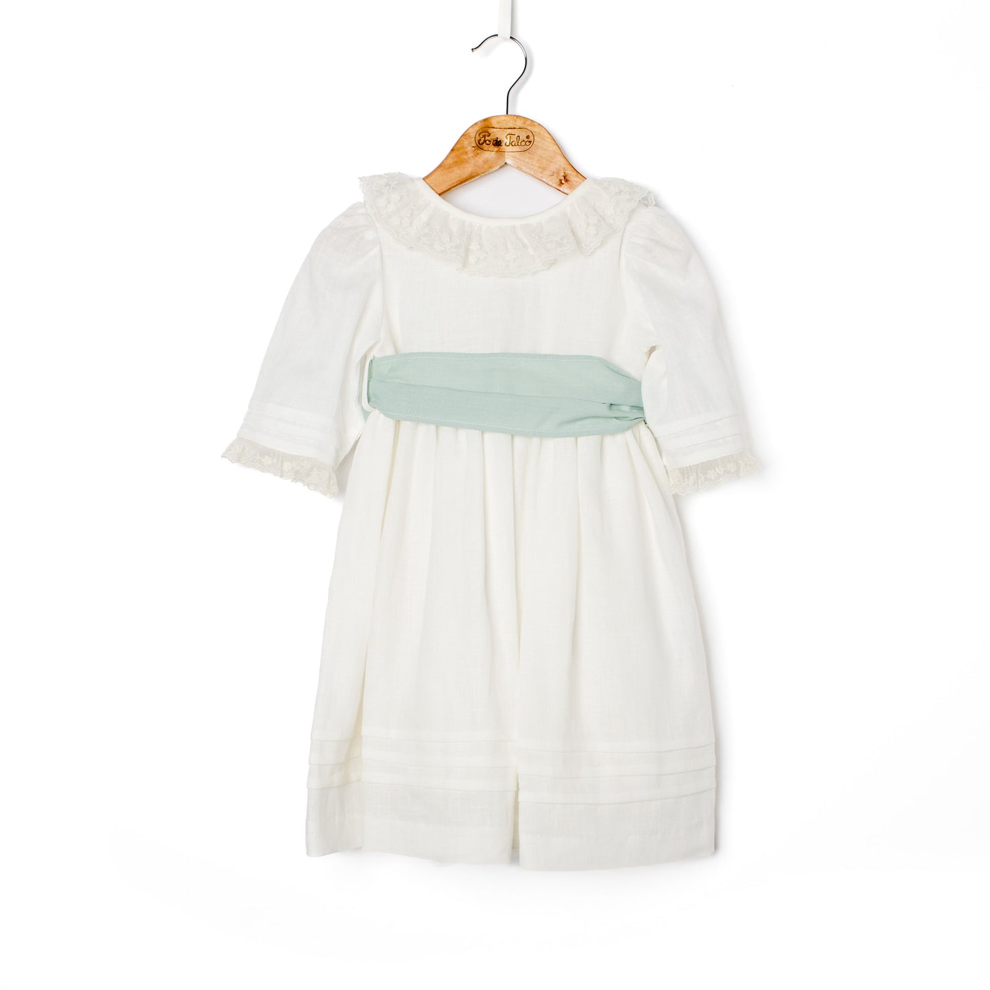 Vestido bico renda linho pérola