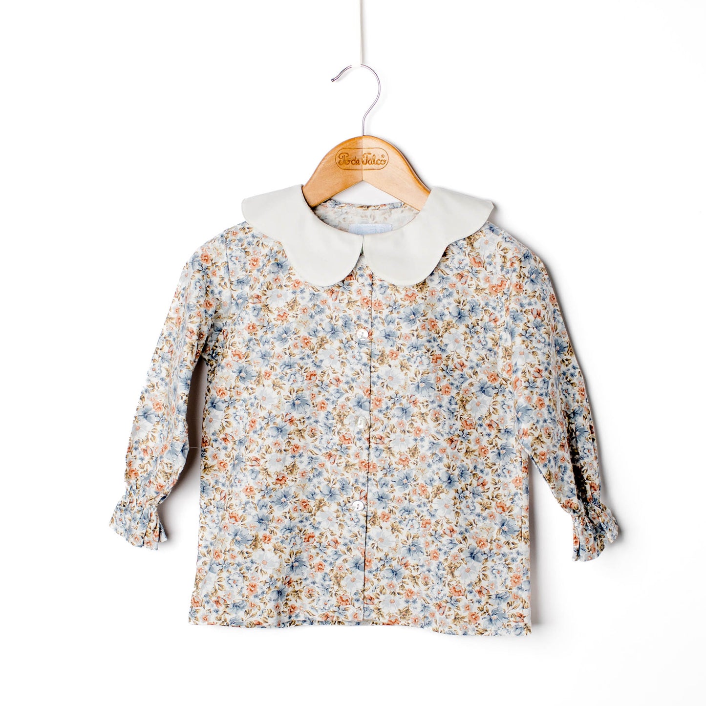 Blusa menina flores gola recortada