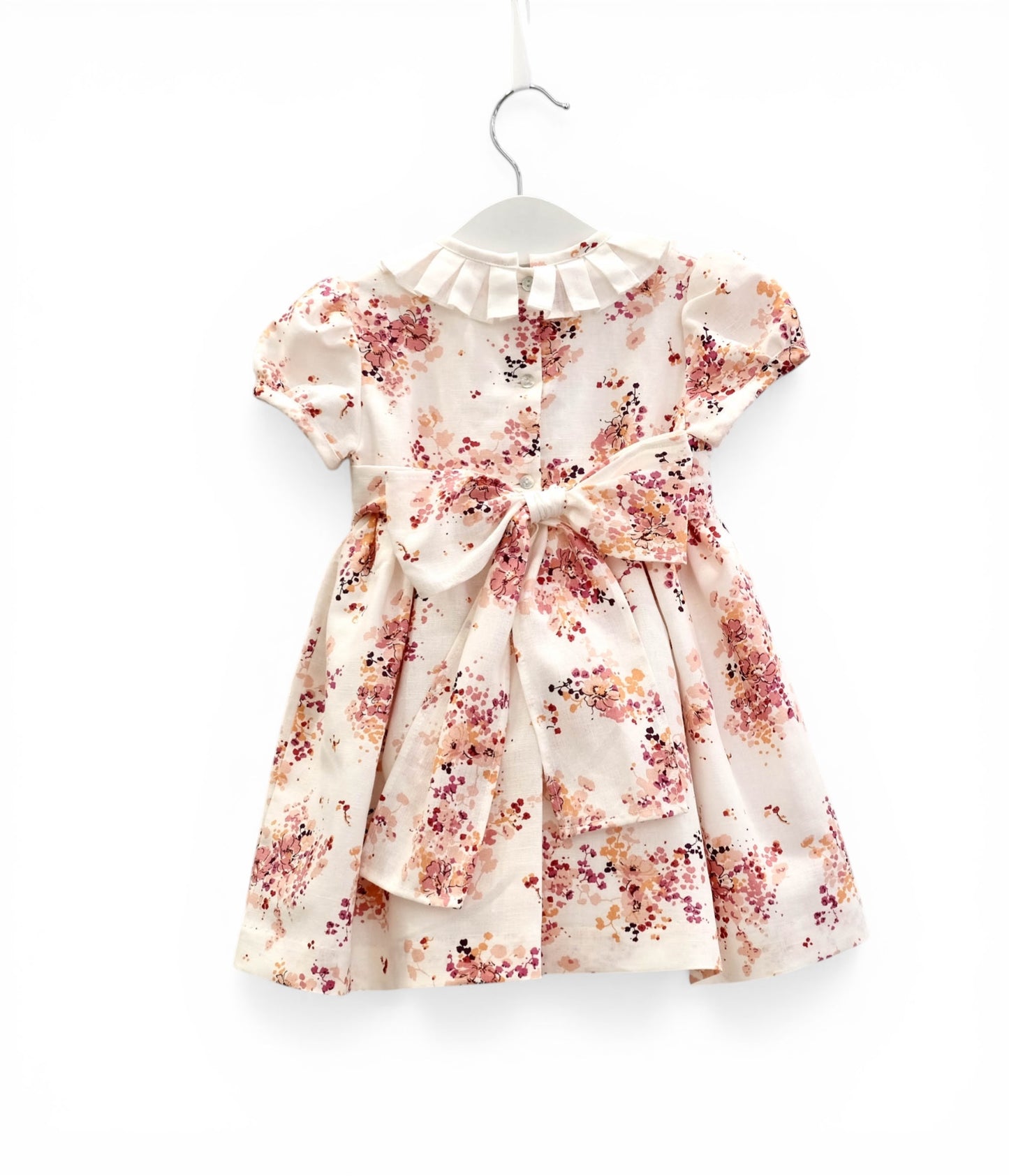 Vestido linho smokes flor
