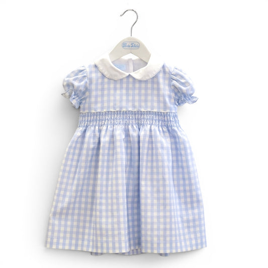 Vestido linho smokes quadradinho