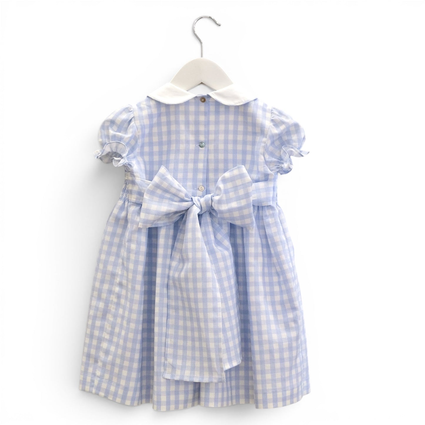 Vestido linho smokes quadradinho