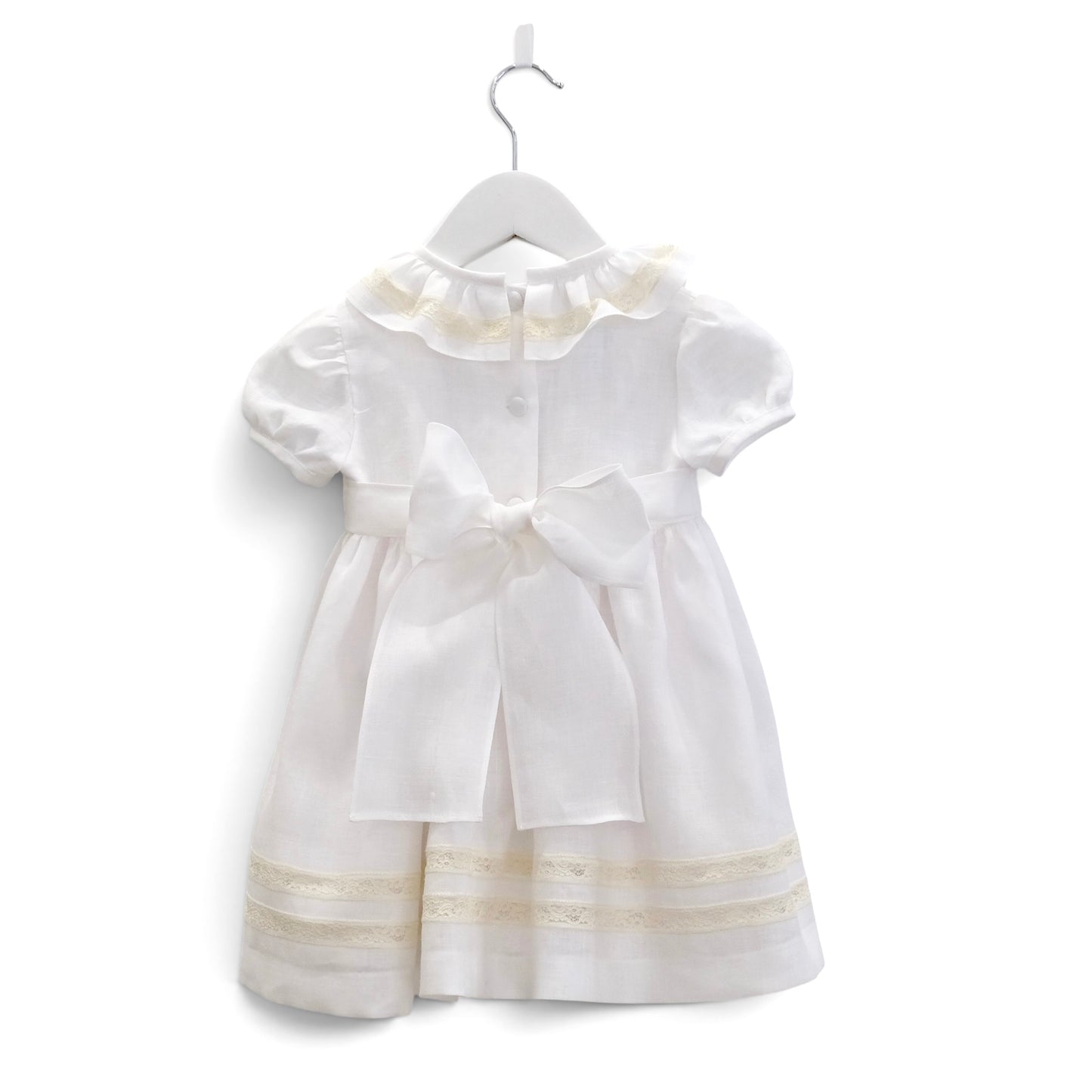 Vestido linho renda ajour
