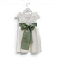 Vestido linho pérola faixa drapeada