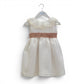 Vestido linho pérola faixa drapeada