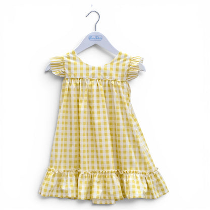 Vestido linho quadrado folho