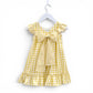 Vestido linho quadrado folho