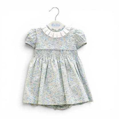 Vestido linho smokes florzinha