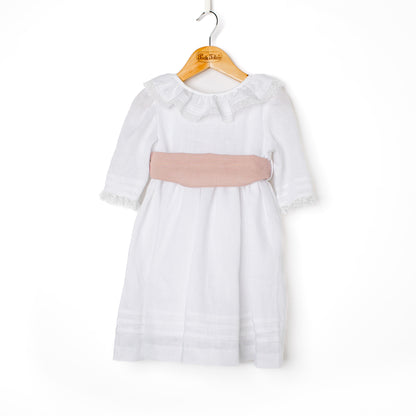 Vestido bico renda linho branco