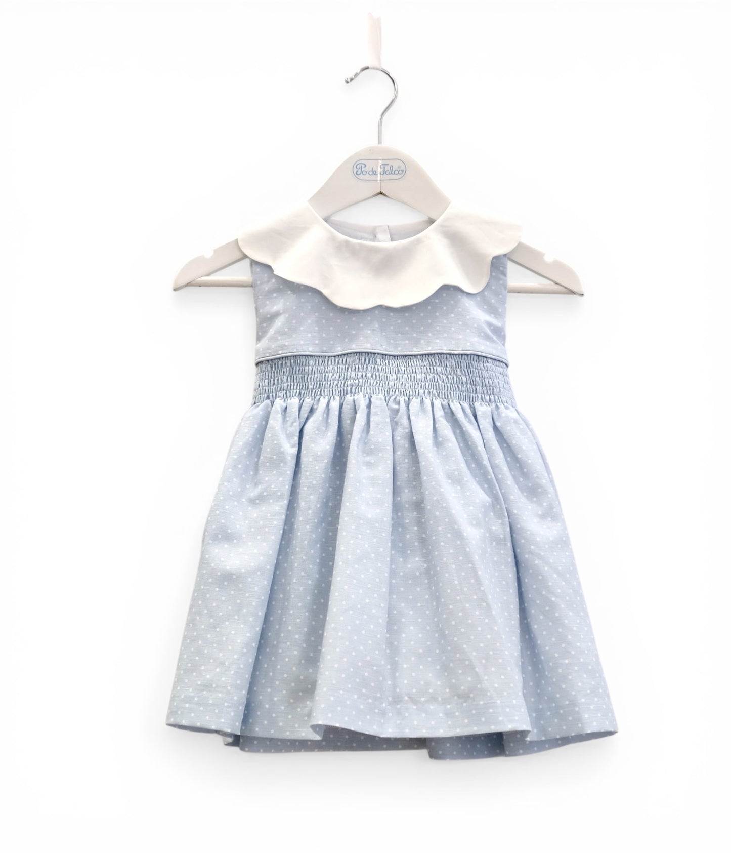 Vestido linho smokes bolinha