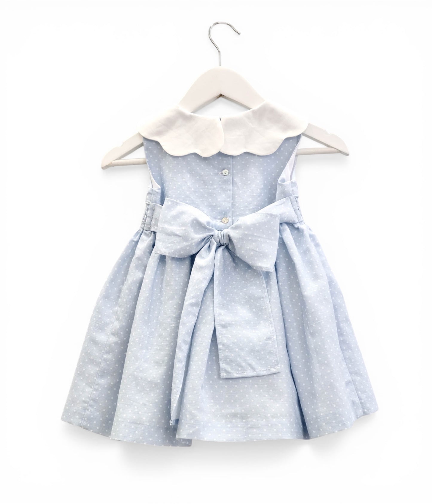 Vestido linho smokes bolinha
