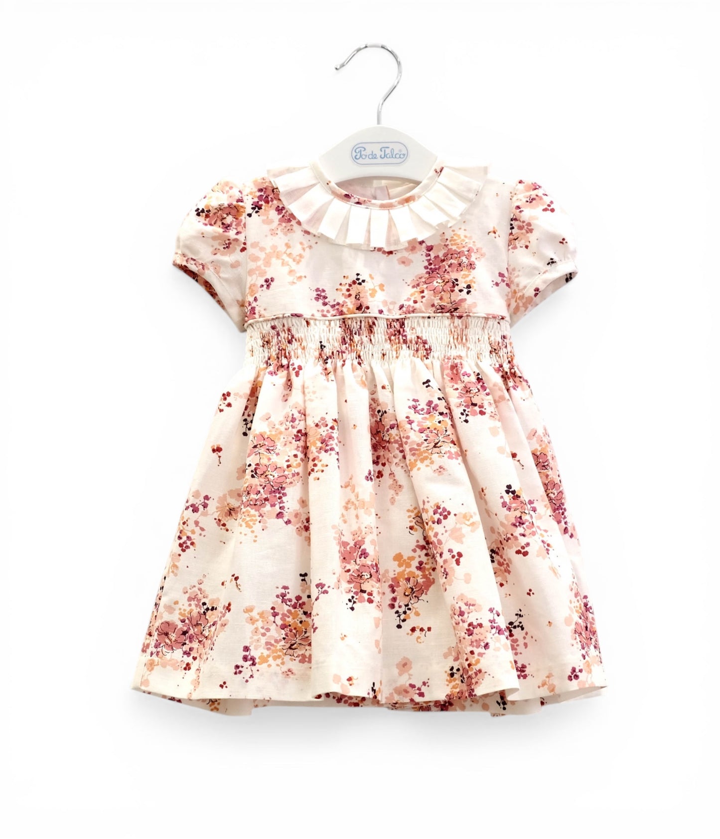 Vestido linho smokes flor
