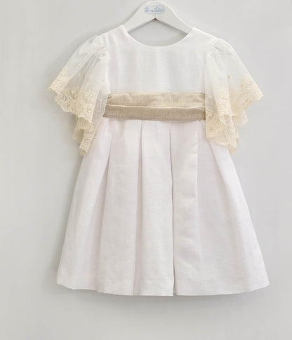 Vestido linho renda machos