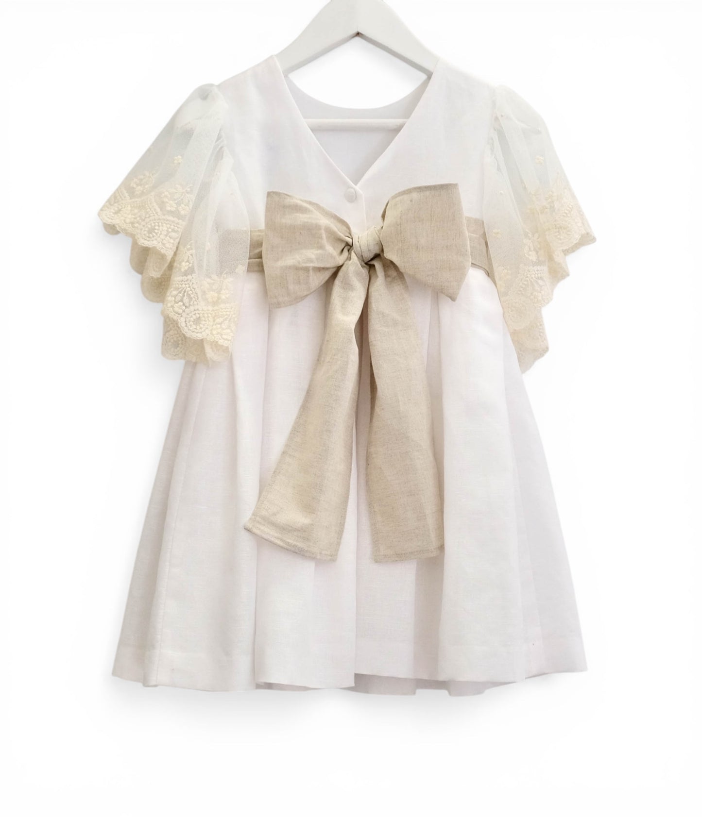 Vestido linho renda machos