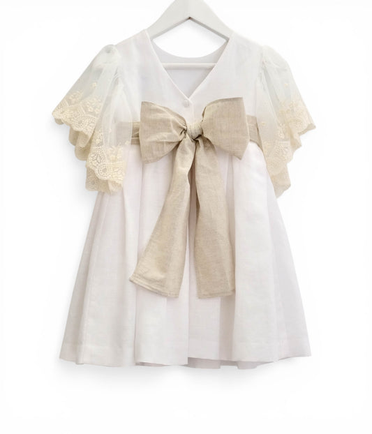 Vestido linho renda machos