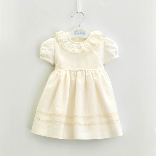 Vestido linho renda ajour