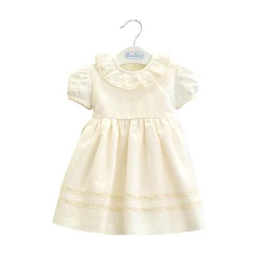 Vestido linho renda ajour