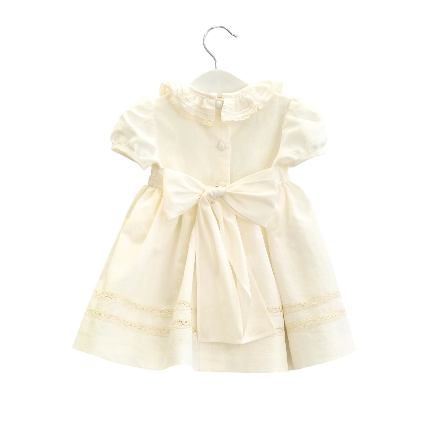 Vestido linho renda ajour