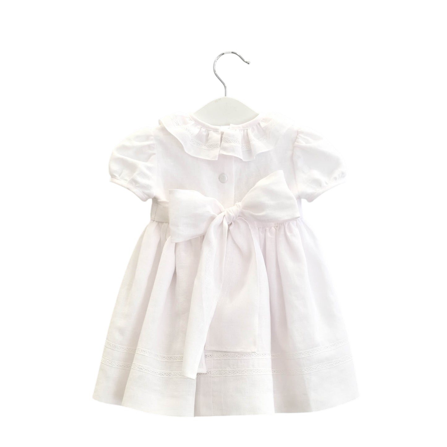 Vestido linho renda ajour