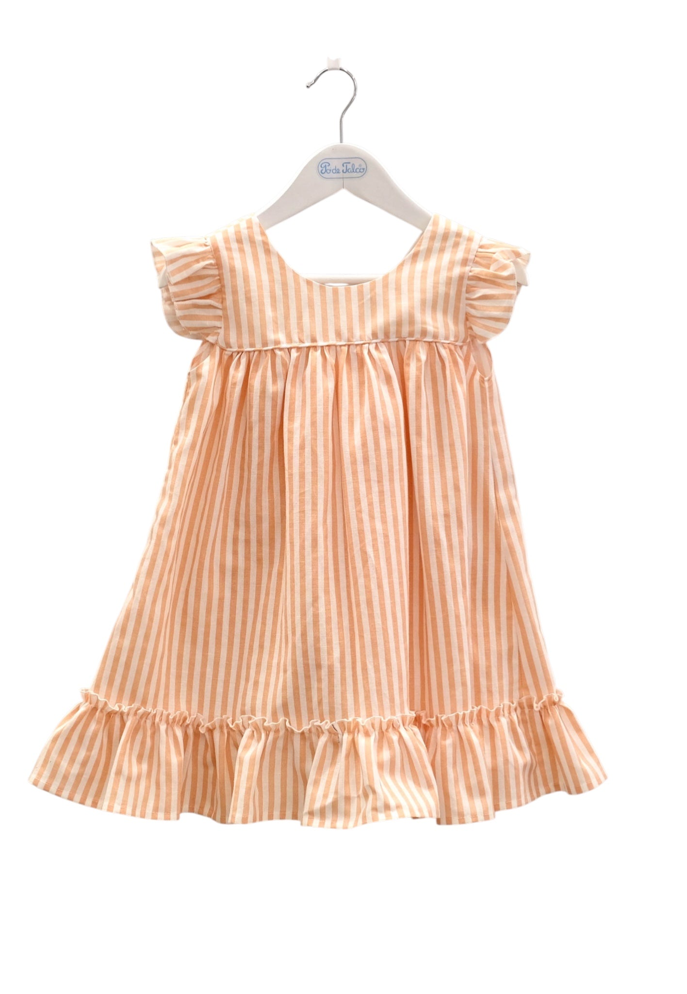 Vestido linho risca folho