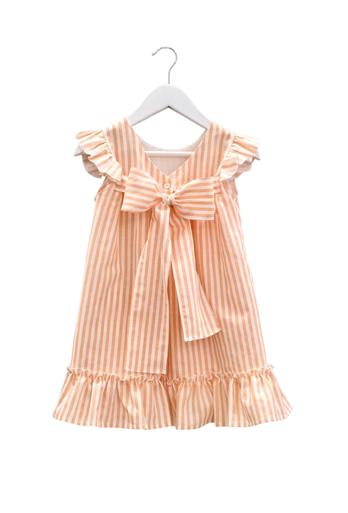 Vestido linho risca folho